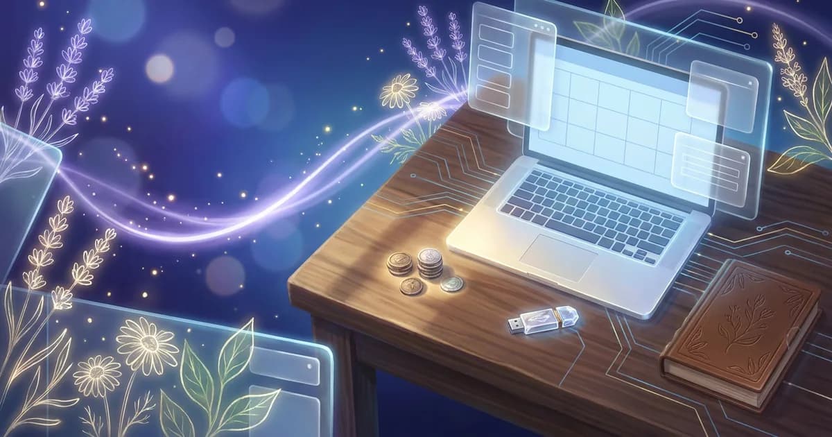 Laptop, coins and a USB security key on a clinic desk
