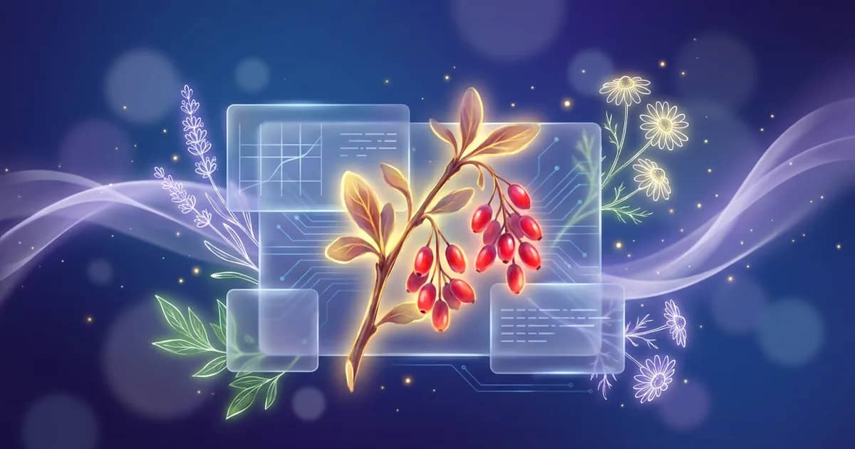 Abstrakte ätherische Visualisierung des Arzneimittelbildes von Berberis Vulgaris