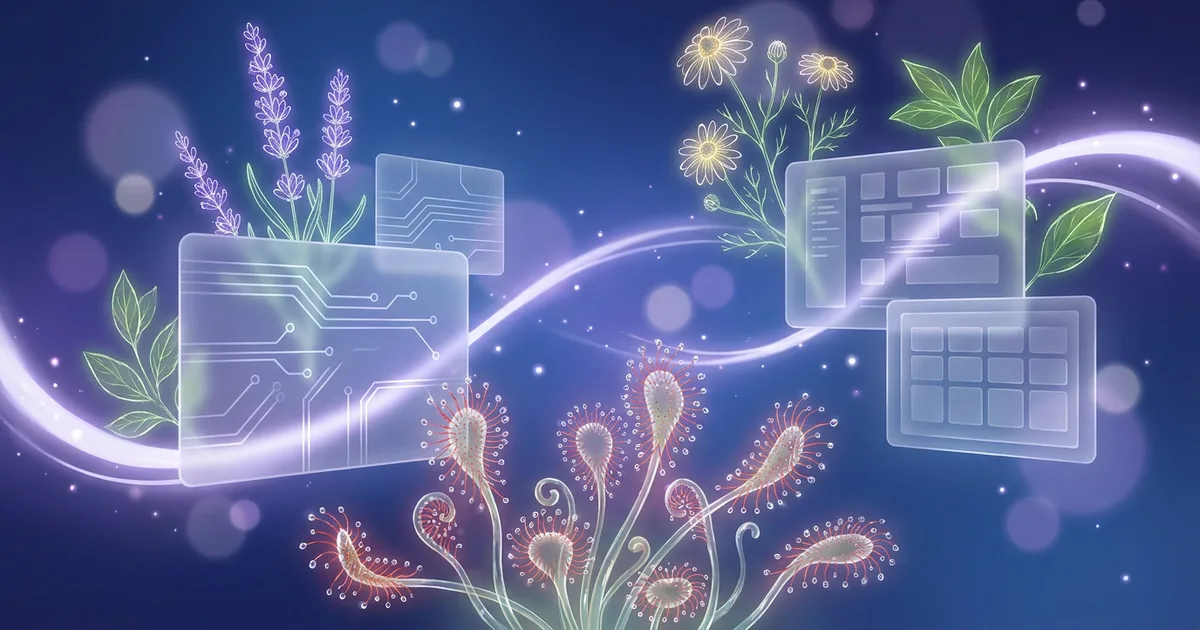 Abstrakte ätherische Visualisierung des Drosera-Mittelbildes