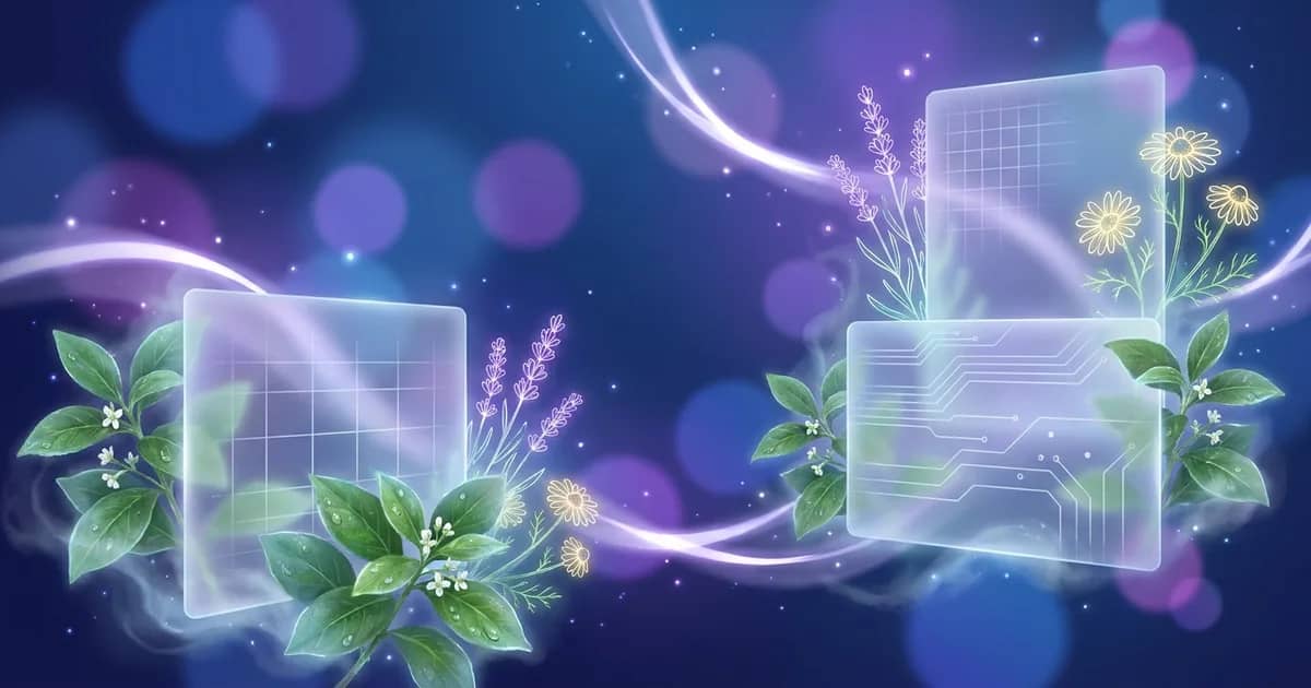 Abstrakte ätherische Visualisierung, die das Ipecacuanha-Mittelbild darstellt