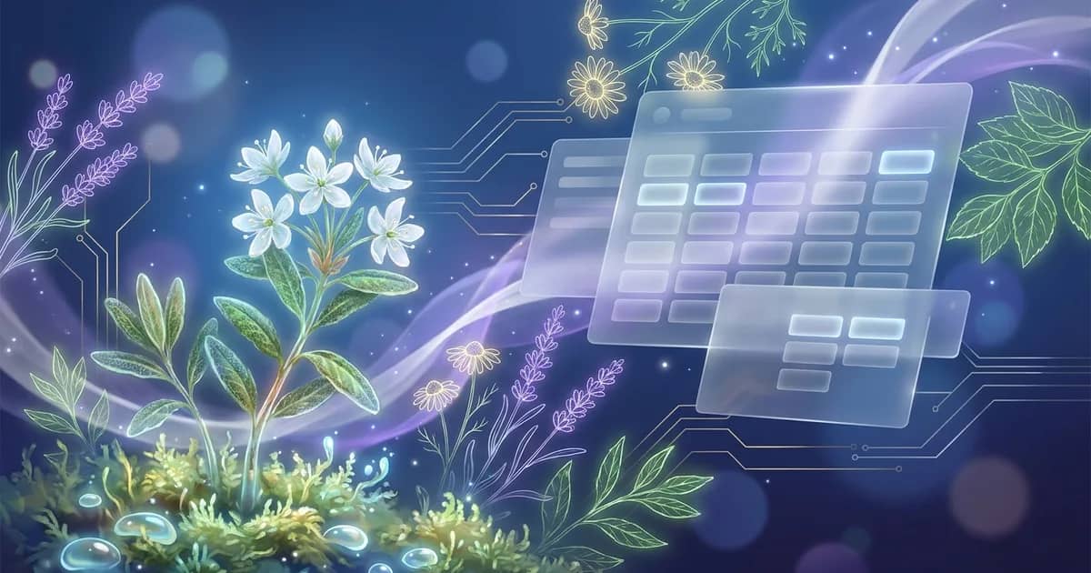 Abstrakte, ätherische Visualisierung des Arzneimittelprofils von Ledum Palustre