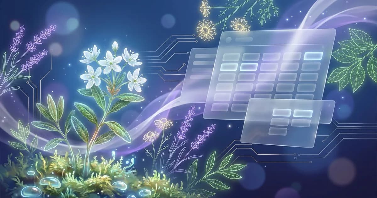 Abstrakte, ätherische Visualisierung des Arzneimittelprofils von Ledum Palustre