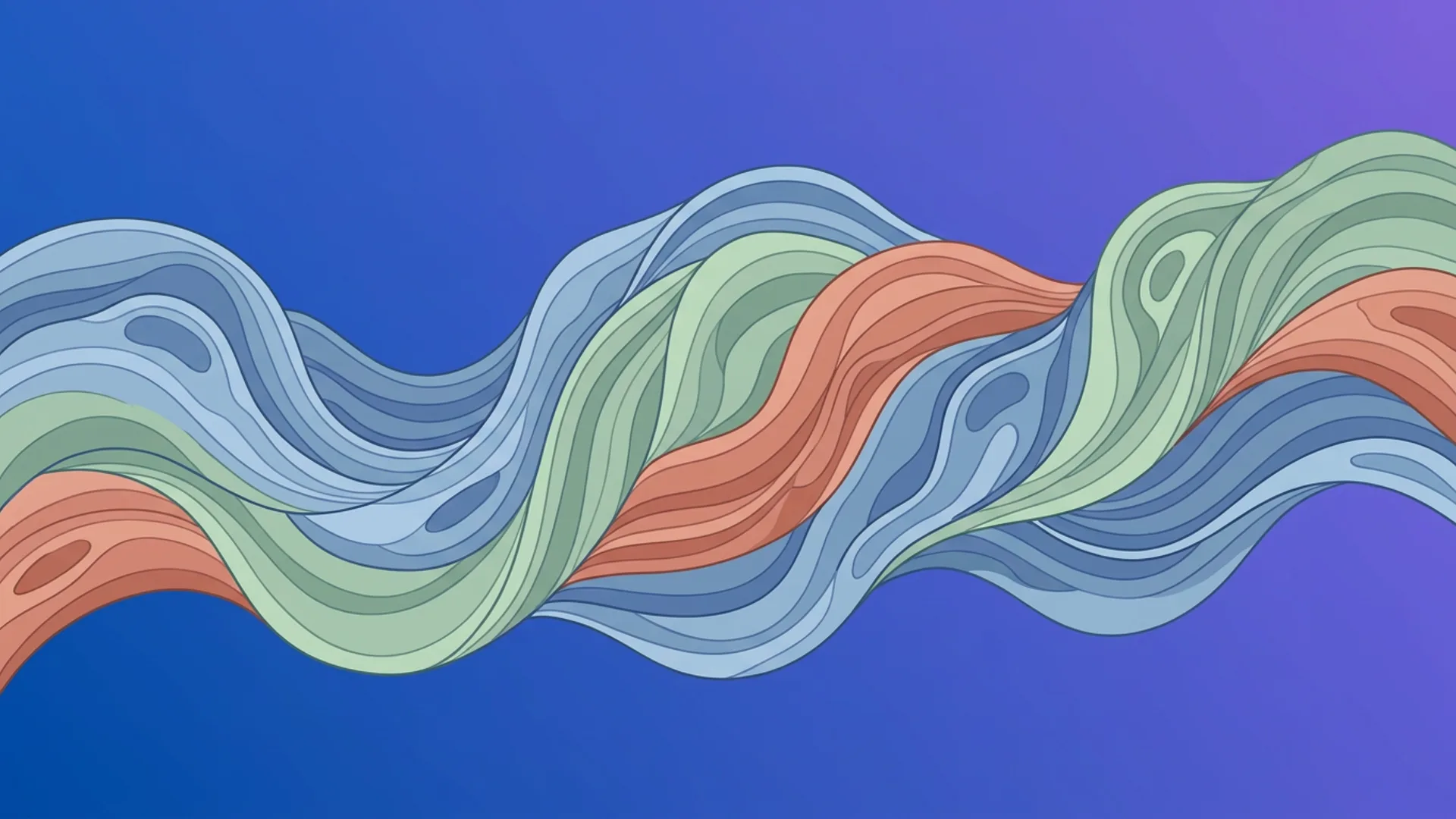 Abstract interwoven patterns representing the three homeopathic miasms