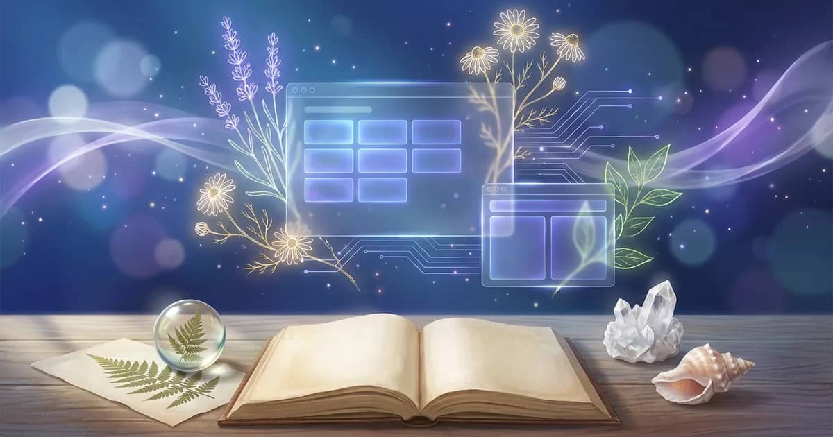 Sankaran's sensation method: a pressed leaf, a quartz crystal and a spiral shell for the plant, mineral and animal kingdoms beside an open casebook