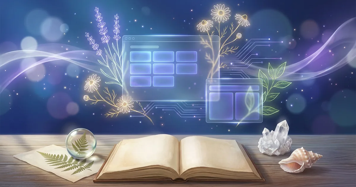 Sankaran's sensation method: a pressed leaf, a quartz crystal and a spiral shell for the plant, mineral and animal kingdoms beside an open casebook