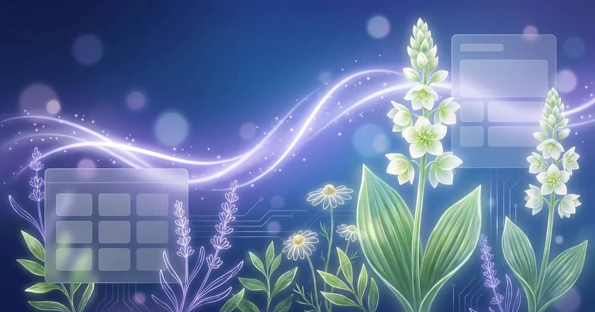 Abstrakte ätherische Visualisierung, die das Arzneimittelbild von Veratrum Album darstellt