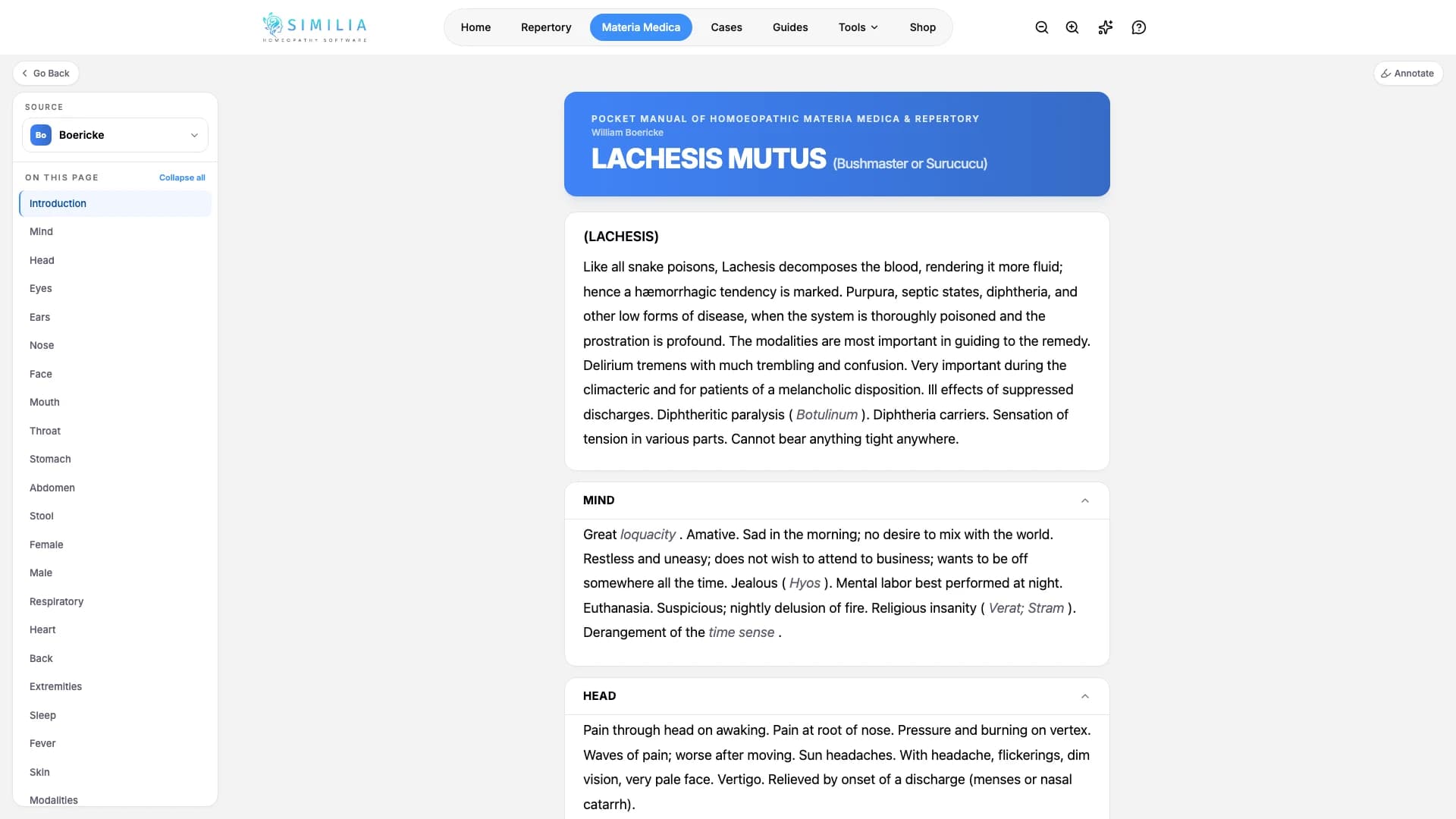 Leser für Mittelprofile mit sichtbaren Abschnitten und Quellenbuch-Auswahl